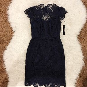 Decode 1.8 Navy Lace Midi Dress